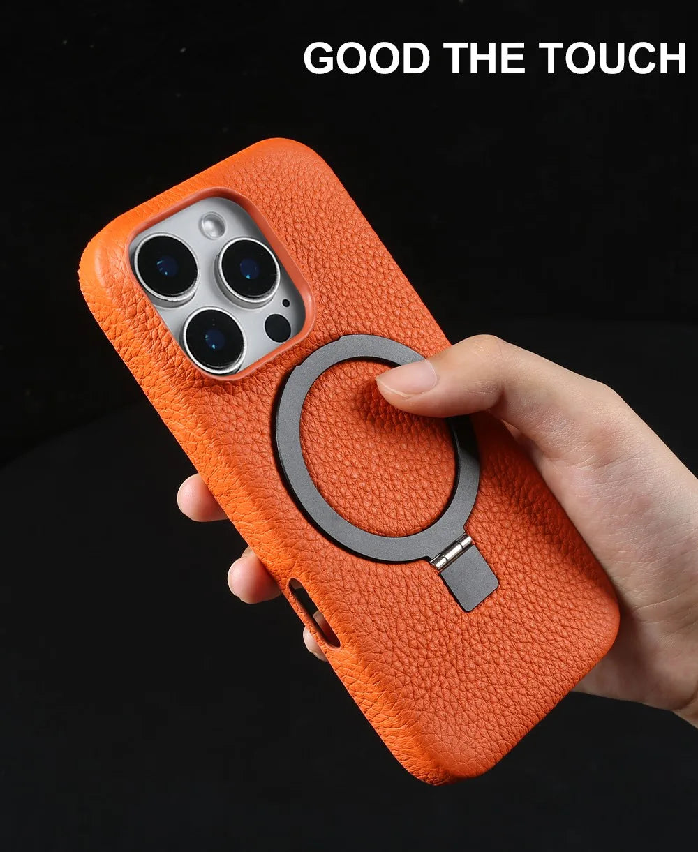 【本革シリーズ】折りたたみ スタンドリング付き レザースマホケース｜iPhone対応 #241013