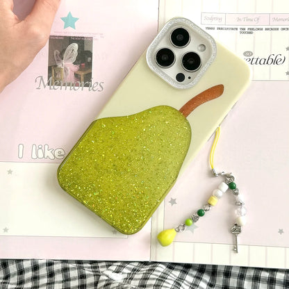 【フルーツシリーズ】キラキララメ 梨デザイン スマホケース｜iPhone対応 #250829