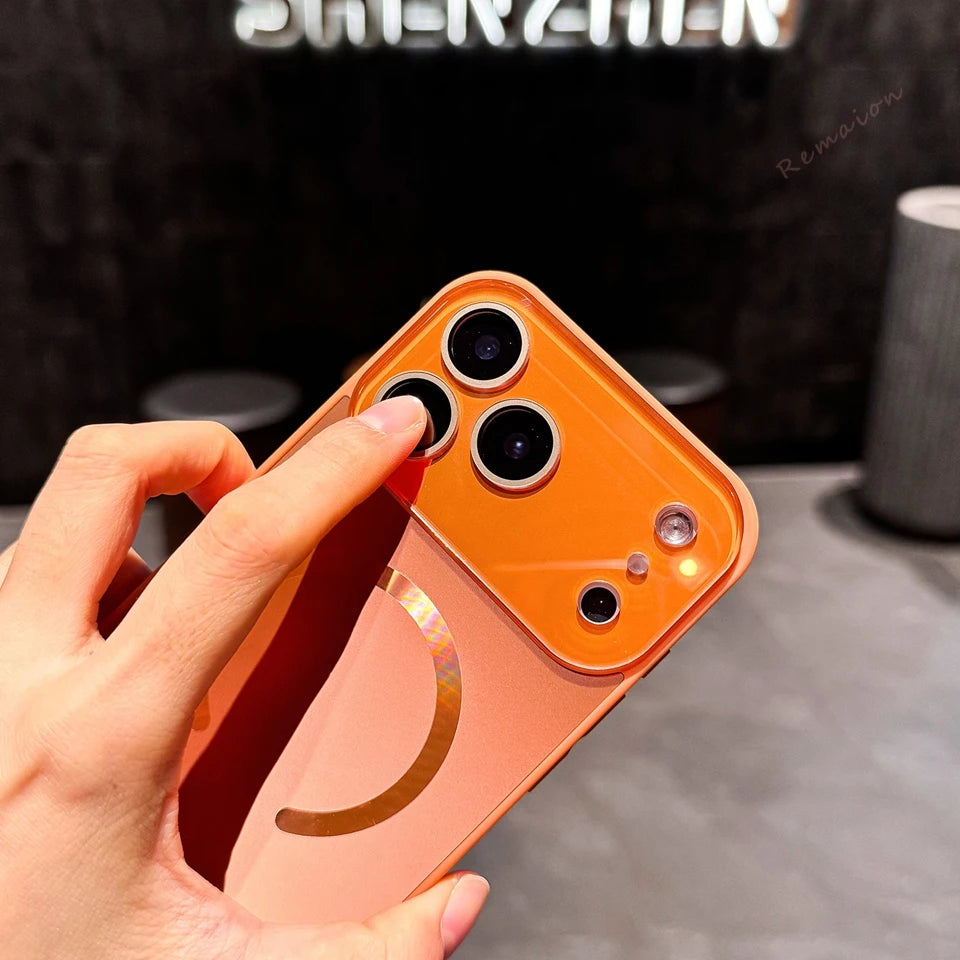 メタリックリング Magnet内蔵 iPhoneケース｜ミラー調・スタイリッシュ #240316