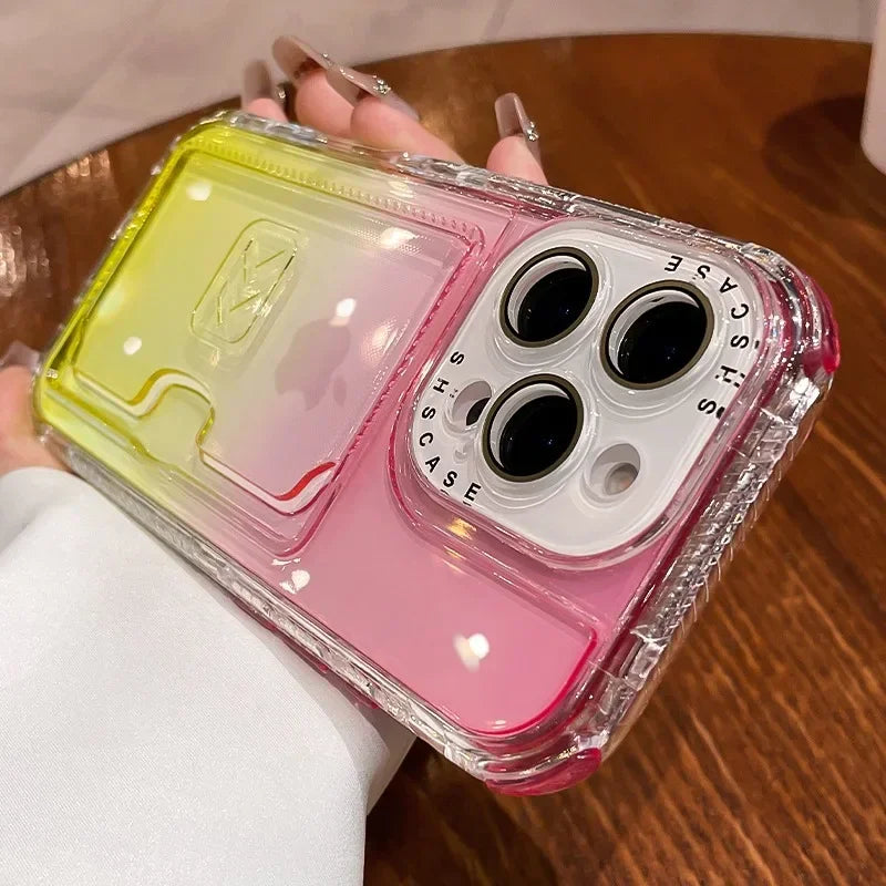 【グラデーションシリーズ】キラキラ透明感 グラデーションカラー カード収納付き スマホケース｜iPhone対応 #251022