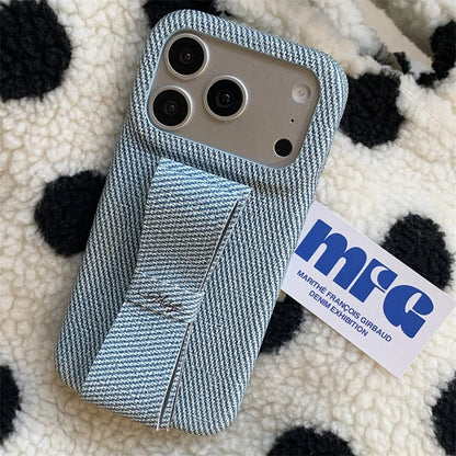 【リボンデザイン】デニム調 立体リボン iPhoneケース｜iPhone対応 #260126