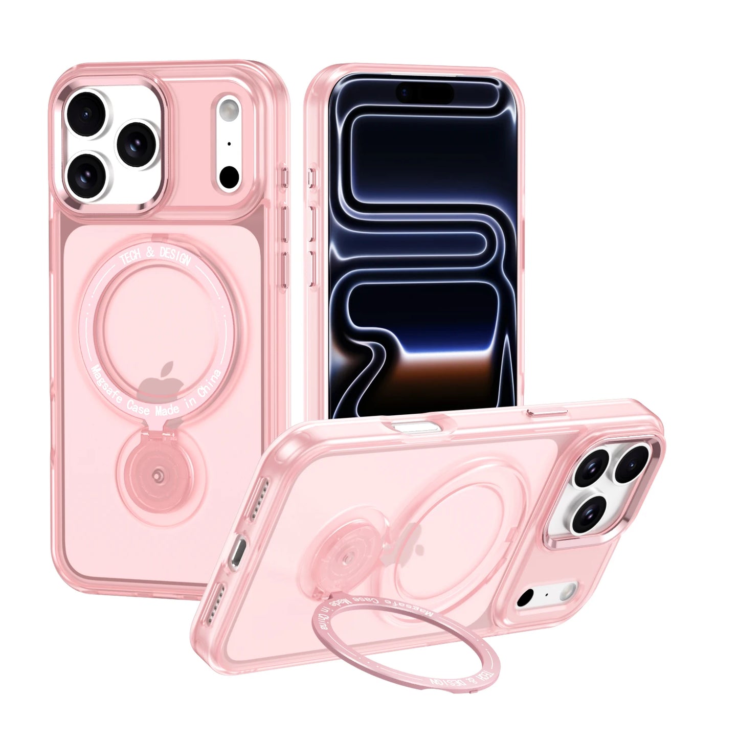 360°回転リングスタンド Magnet内蔵 クリア iPhoneケース｜ニュアンスカラー・シンプル #260051