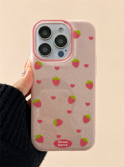 【フルーツシリーズ】キラキラいちご グリッタースマホケース｜iPhone対応 #250828