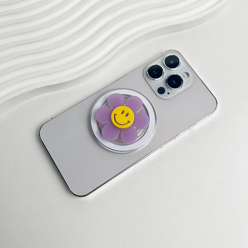 【スマホグリップ】スマイル ニコちゃん デイジーフラワー | Magnet対応 #241105