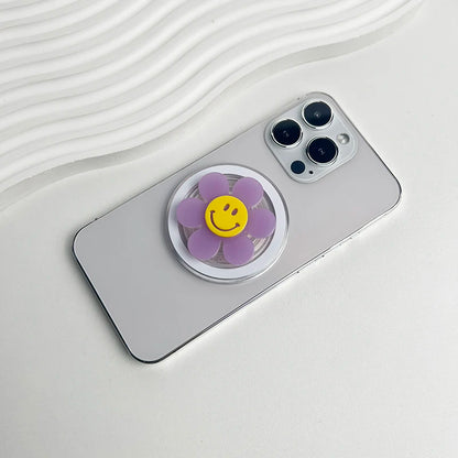 【スマホグリップ】スマイル ニコちゃん デイジーフラワー | Magnet対応 #241105