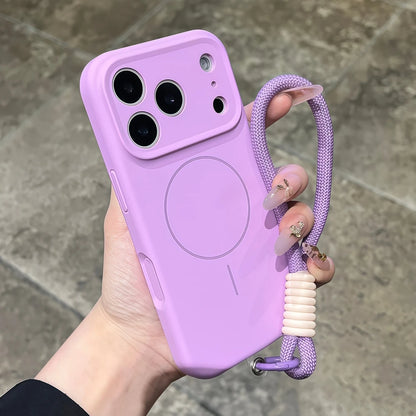【Magnet内蔵】パステルカラー シンプル ロープストラップ付き マット スマホケース｜iPhone対応 #240708