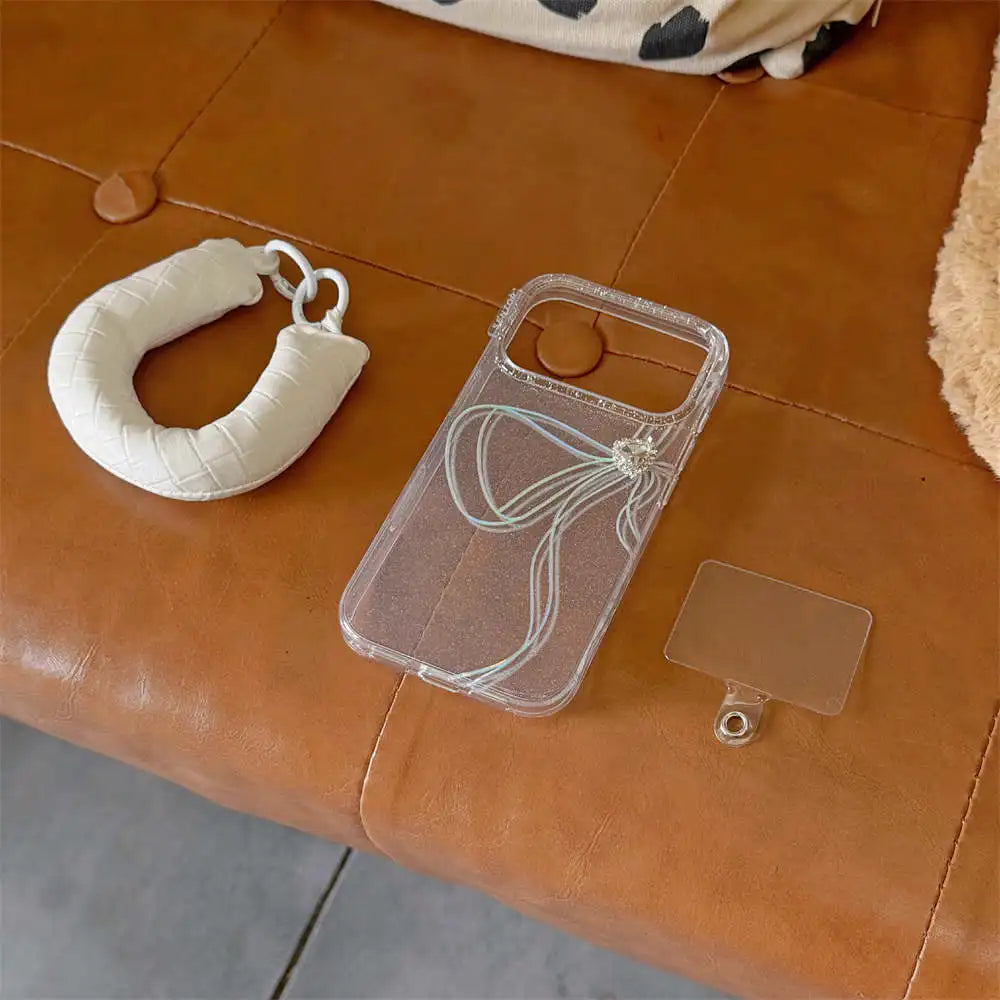 【クリアラメグリッター】リボンモチーフ クリアスマホケース｜iPhone対応 #240625