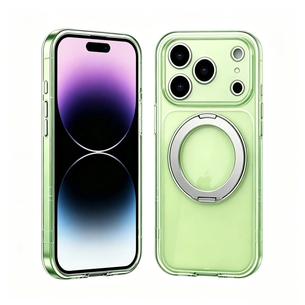 【360度回転リング付き】マット半透明 Magnet内蔵 iPhoneケース｜カラバリ・シンプル スタンド PCA #261278