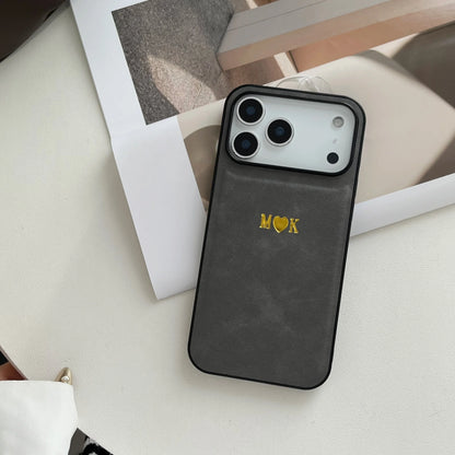 【カスタムNAMEシリーズ】シンプル 箔押し 刻印 レザー調ケース｜iPhone対応 #240820