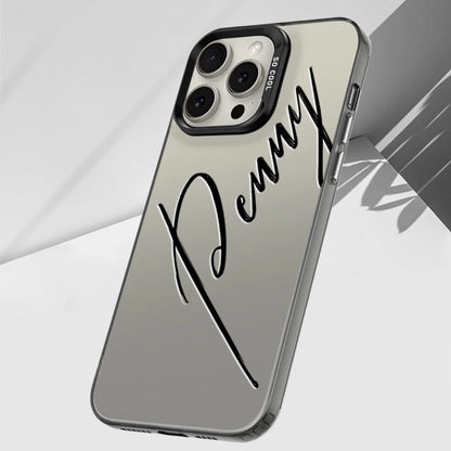 【カスタムNAMEシリーズ】ビッグ筆記体ネーム マットカラーケース｜iPhone対応 #241010