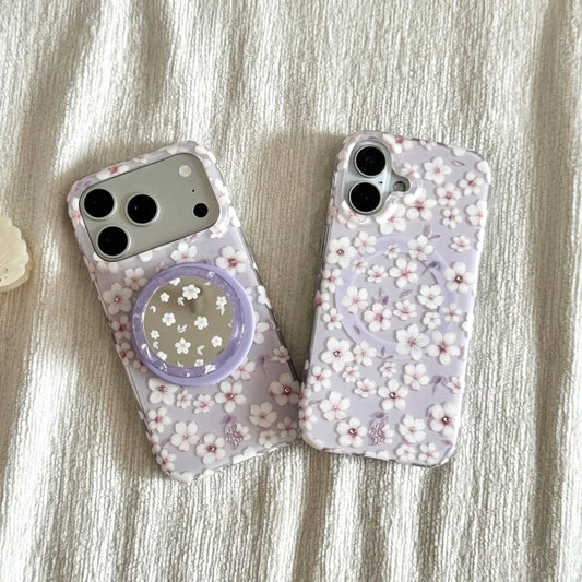ホワイトフラワー Magnet内蔵 クリア iPhoneケース｜上品・ナチュラル #231029
