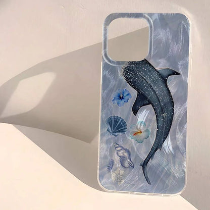 クジラ 3D風デザイン クリア iPhoneケース｜マリン・幻想的 #260088