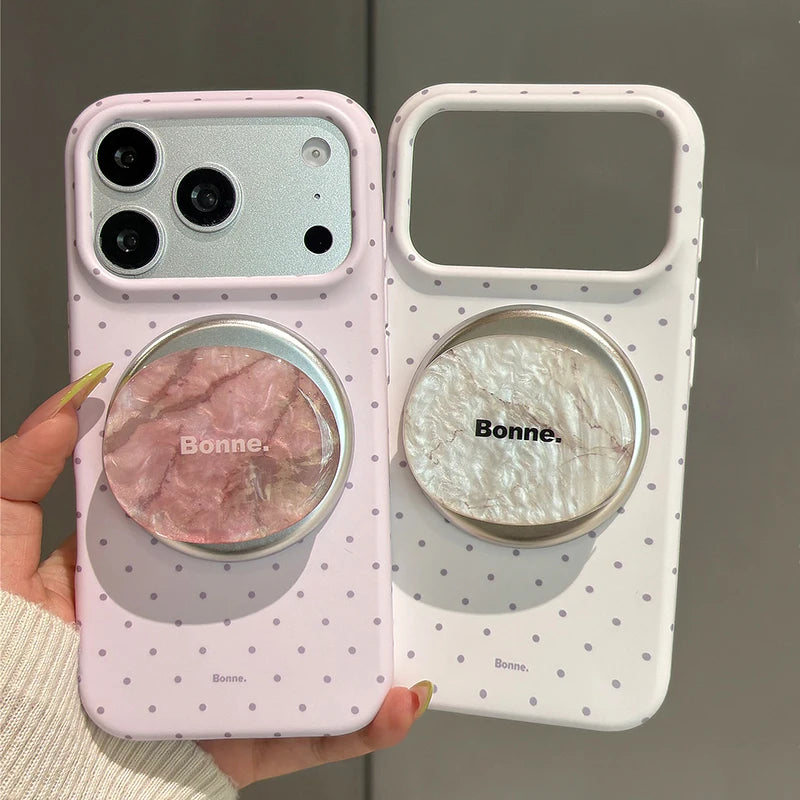 ドット柄 マグネット内蔵iPhoneケース ケースのみ/グリップのみ/セット選択可 (全2色) ガーリー・ニュアンス #261193