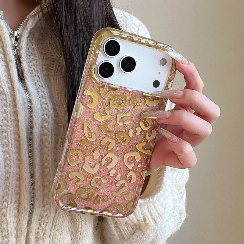 ゴールドレオパード ヒョウ柄 クリア iPhoneケース｜高級感デザイン #240303