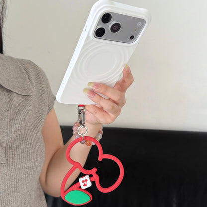 【ストラップ】さくらんぼが可愛く揺れる♪ シリコン製スマホストラップ（フック付き・落下防止）#261164