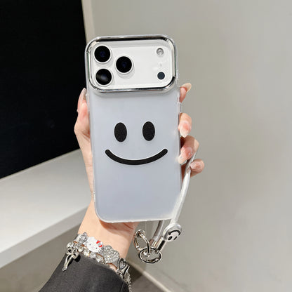 【スマイルシルバーストラップ】ニコちゃん × メタリックエッジ スマホケース｜iPhone対応 #250207