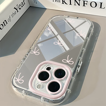 シルバーミラー リボンデザイン iPhoneケース ソフトケース #260306
