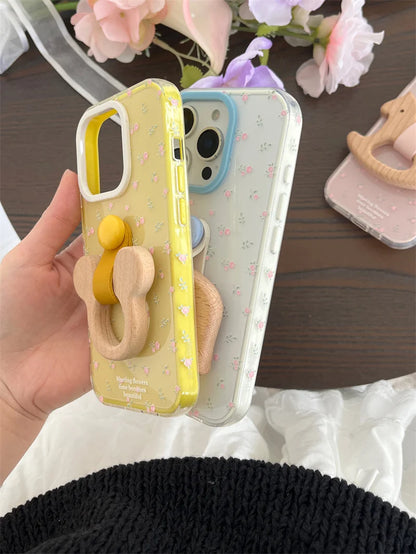 【木製アニマルリング】プチフラワー スマホケース｜iPhone対応 #250505