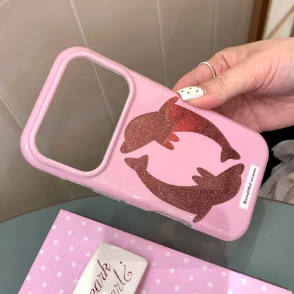 パステルカラー ドルフィン ラメ入り iPhoneケース｜淡色・大人かわいい　#260064