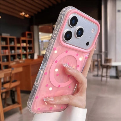 【ドット】ポップクリアカラー 水玉模様 マグネット内蔵 iPhoneケース｜レトロ・韓国風 スマホケース #261020