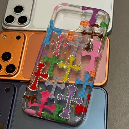 【シャインクロス】ラインストーン×クリアデザイン スマホケース｜iPhone対応 #240730