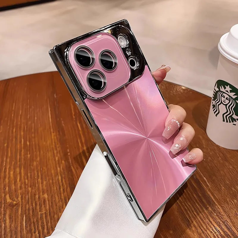 スクエアシリーズ メタリックデザイン iPhoneケース｜シャープライン・ミラー風仕上げ #240408