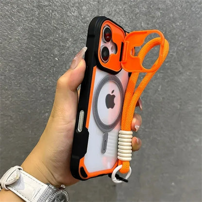 カメラカバー付き Magnet内蔵 iPhoneケース｜ストラップ付き レンズ保護 #240104