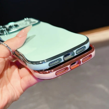 【ハートシリーズ】ゴールド ウェーブフレーム＆ハートデザイン 高級感 スマホケース｜iPhone対応 #251107