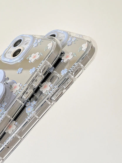 【ミラーデザイン】パープルフラワー 小花柄 デザイン スマホケース｜iPhone対応 #250626