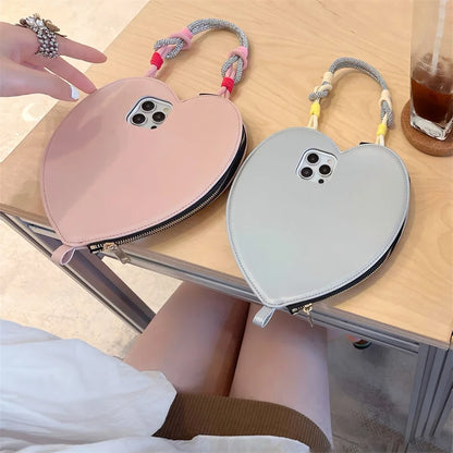 【ハートシリーズ】シンプル可愛いレザー調 大きなハートデザイン スマホケース｜iPhone対応 #251011