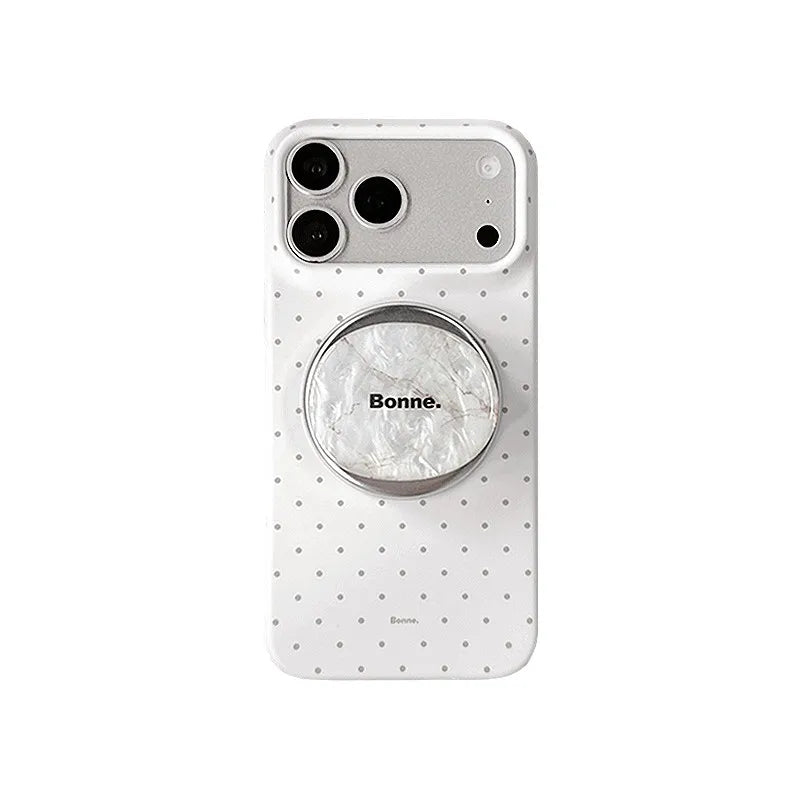 ドット柄 マグネット内蔵iPhoneケース ケースのみ/グリップのみ/セット選択可 (全2色) ガーリー・ニュアンス #261193