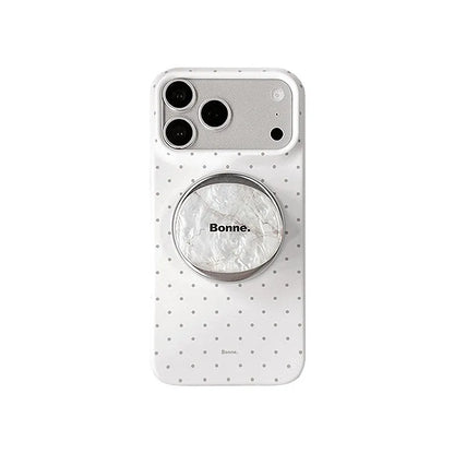 ドット柄 マグネット内蔵iPhoneケース ケースのみ/グリップのみ/セット選択可 (全2色) ガーリー・ニュアンス #261193