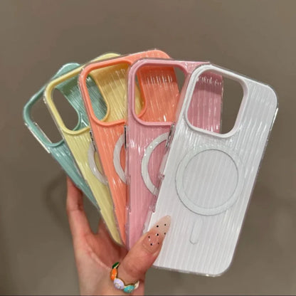 【ワイヤレス充電対応シリーズ】パステルカラー スーツケース風 凹凸デザイン スマホケース｜iPhone対応 #250902