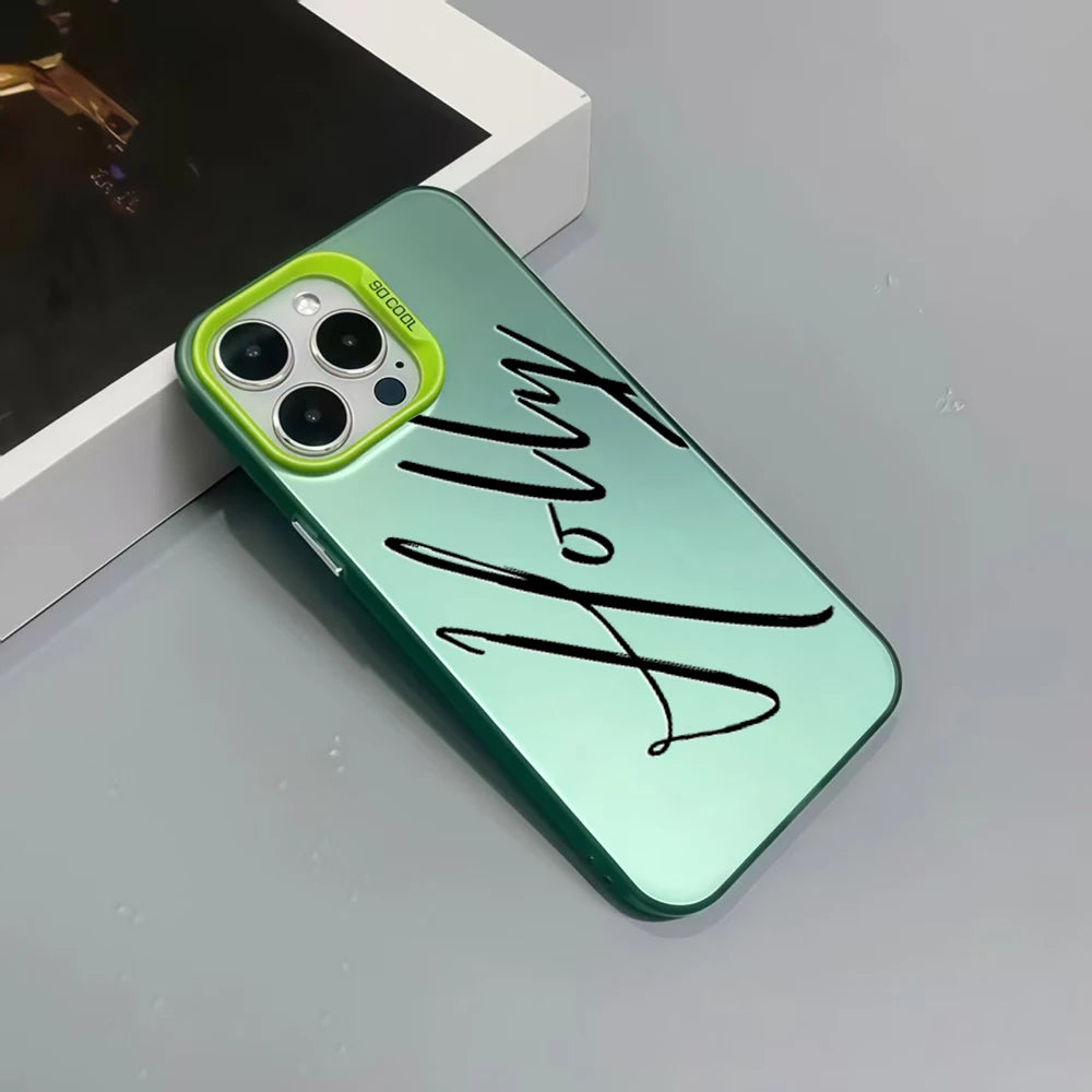 【カスタムNAMEシリーズ】ビッグ筆記体ネーム マットカラーケース｜iPhone対応 #241010