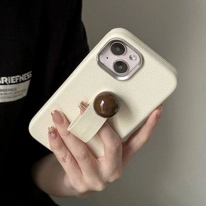 【マーブルボールスタンド】上質レザー調シンプルケース｜iPhone対応 #250716