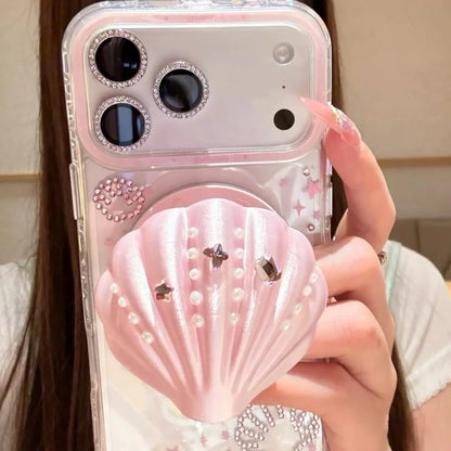 シェルモチーフ パール 貝殻グリップ iPhoneケース｜韓国ガーリー・キラキラ・マーメイドデザイン #230903