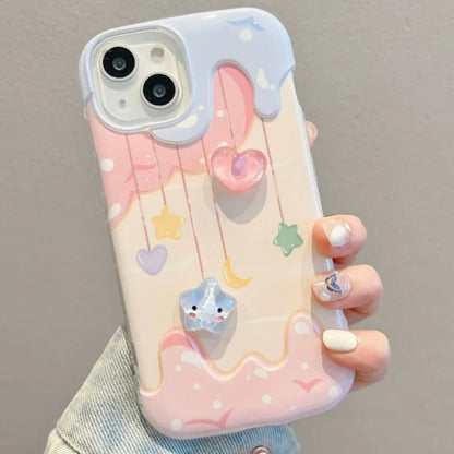 【パステルカラー】とろけるミルキーデザイン ボールストラップ付き スマホケース｜iPhone対応 #251004