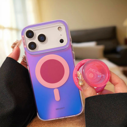 【Magnet内蔵】ネオン グラデーションカラー TPU 耐衝撃 おしゃれ ビビッドカラー グリップ付き スマホケース｜iPhone対応 #251230