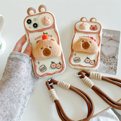 【アニマルぬいぐるみシリーズ】 カピバラ 立体ふわもこケース｜iPhone対応 #240907