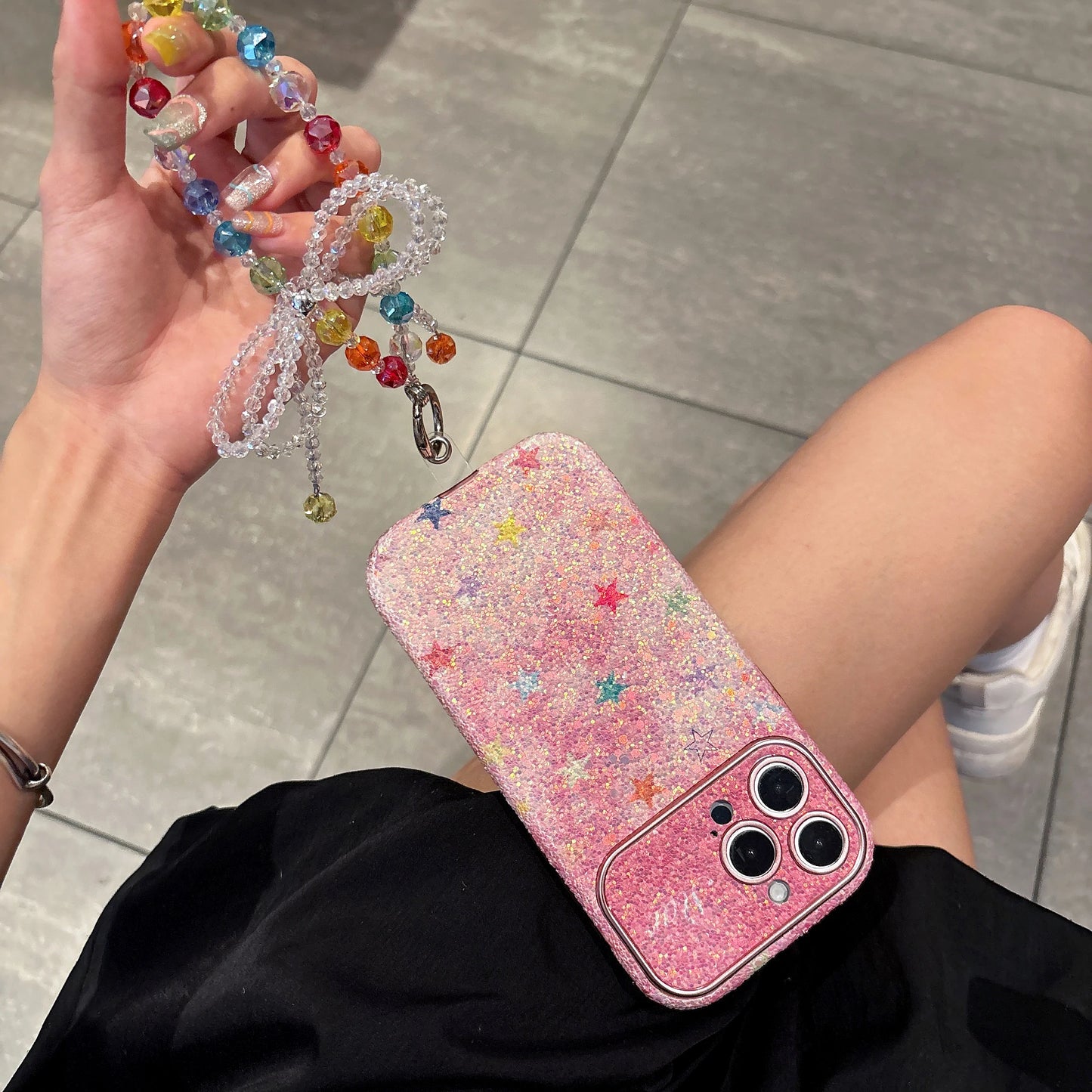 【グリッターシリーズ】 スターラメ ピンク グリッターケース｜iPhone対応 #240905