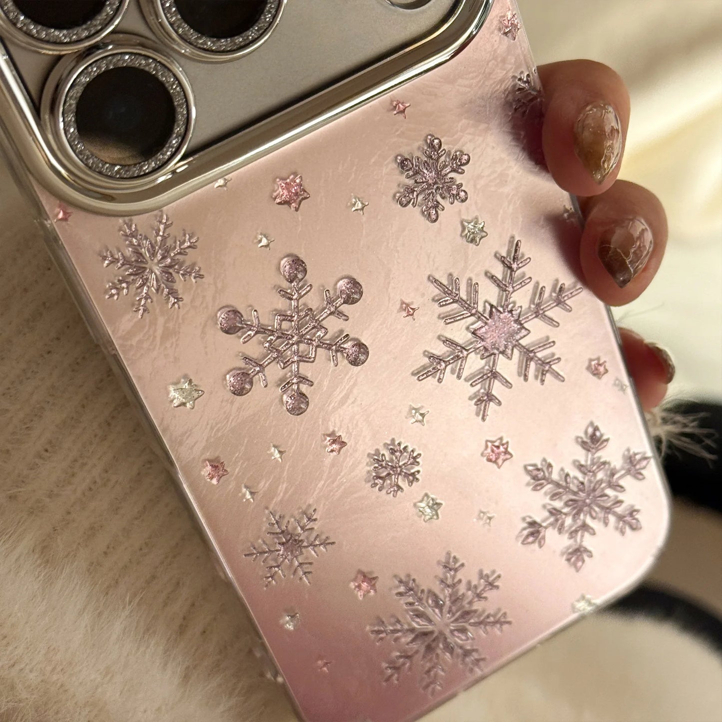 【スノーフレーク】 ホログラム 雪印 メタリックケース｜iPhone対応 #240927