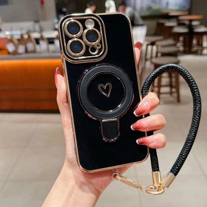 ワンポイントハート リング＆ストラップ付き iPhoneケース #231220