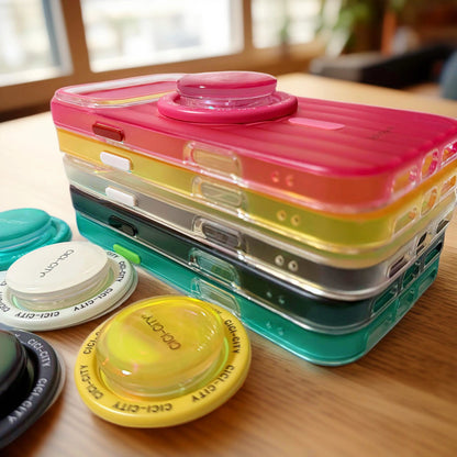 【Magnet内蔵】クリアネオンカラー  透明グラデ ストライプ  スマホケース｜iPhone対応 #250106