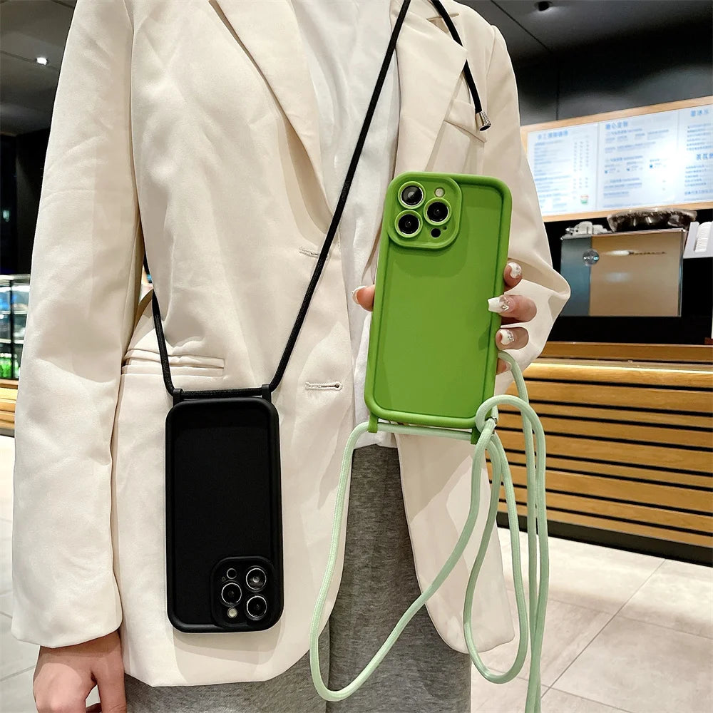 【シンプルシリーズ】無地ショルダーストラップ付き おしゃれ肩掛け スマホケース｜iPhone対応 #250901