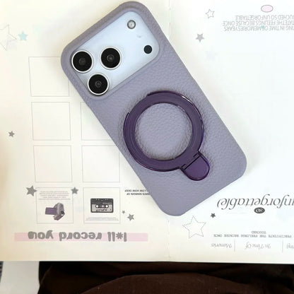 【レザーリング】上品レザー調×メタルリング付きスマホケース｜iPhone対応 #250428