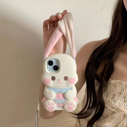 【アニマルシリーズ】ふわふわうさ耳 立体キュート スマホケース｜iPhone対応 #250924
