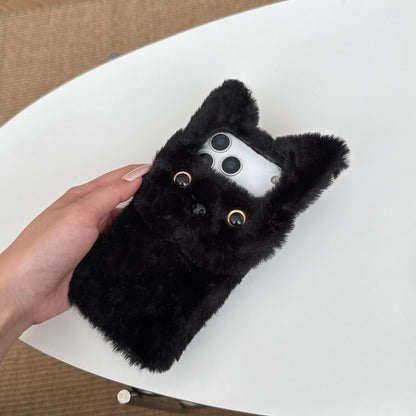 【キャットファーポンポン】ねこ耳 × ふわもこファー スマホケース｜iPhone対応 #250109