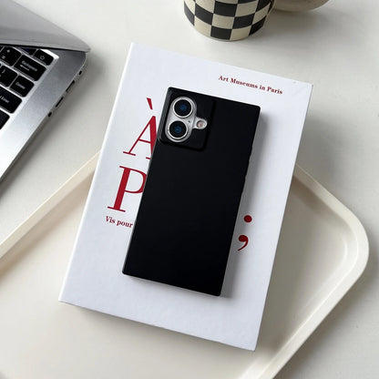 ミニマルスクエア iPhoneケース｜マットブラック・シンプルデザイン #231219