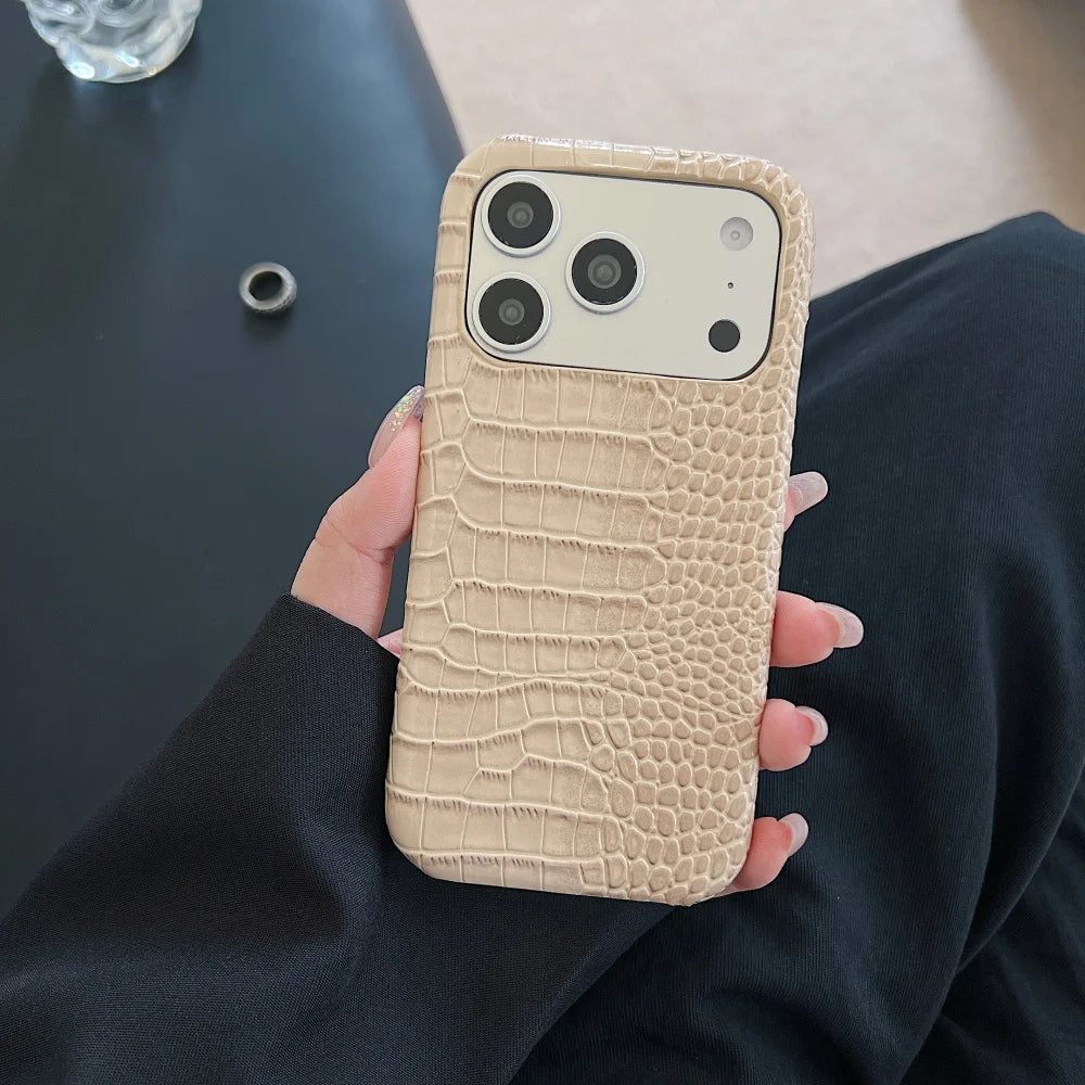 クロコ型押し iPhoneケース｜レザー調・高見えデザイン #230808