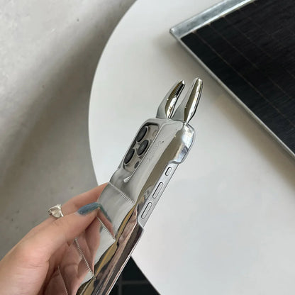 【デビルホーンシェル】ツノ×エアパフ風メタリックデザイン スマホケース｜iPhone対応 #250612